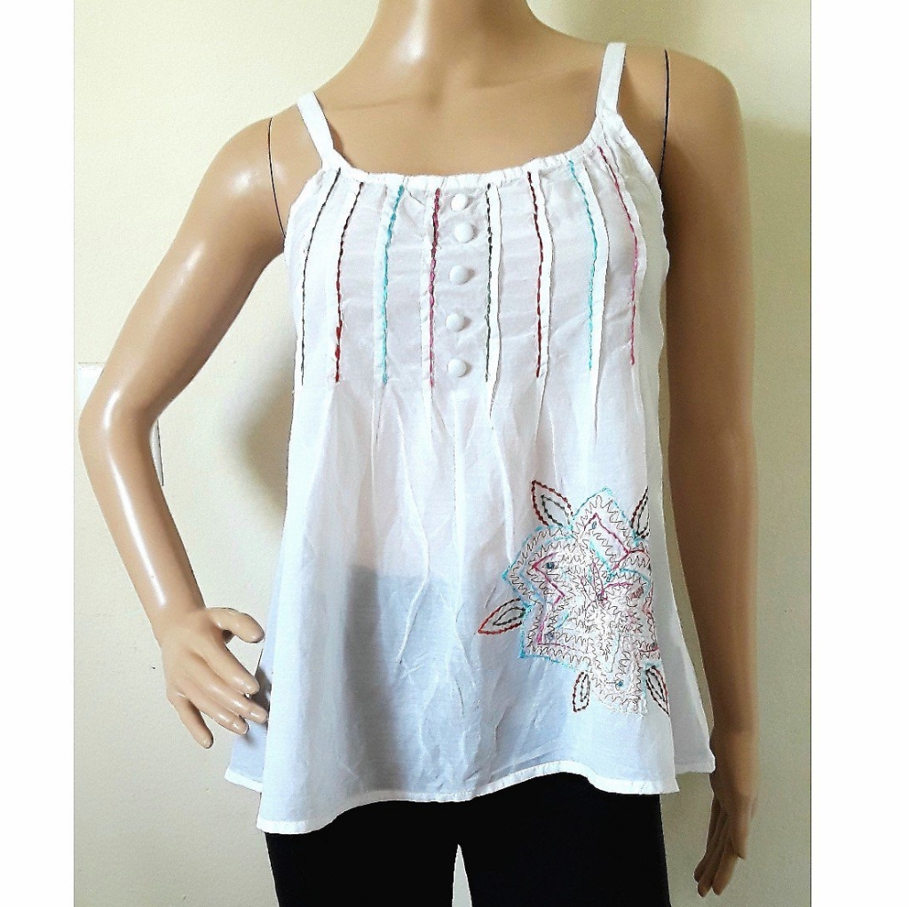 Luv Luv Sheer Embroidered Tank Top Blouse